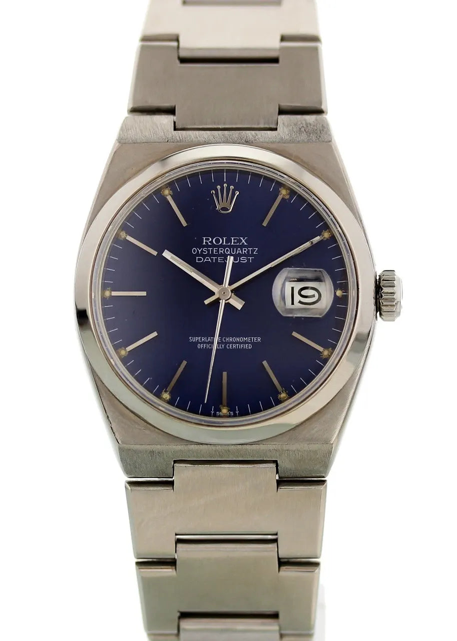 blue Rolex Oysterquartz Datejust - Hình 3